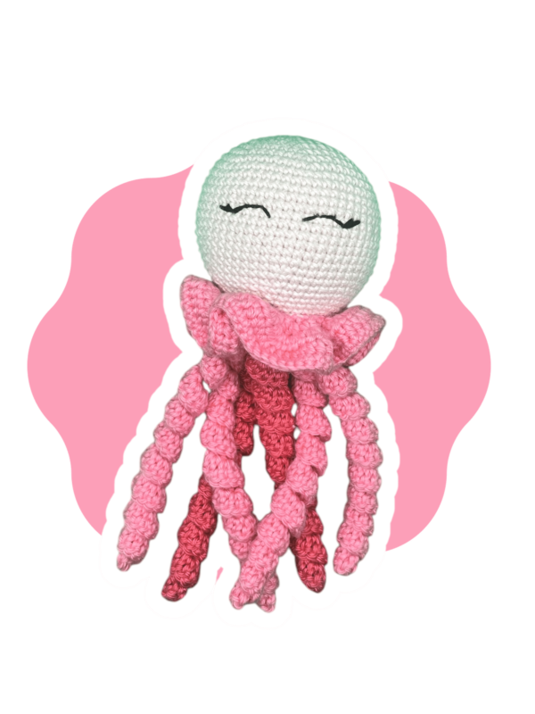 Doudou pieuvre rose au crochet