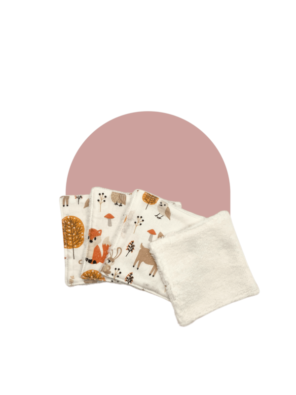 Lingettes lavables motif forêt