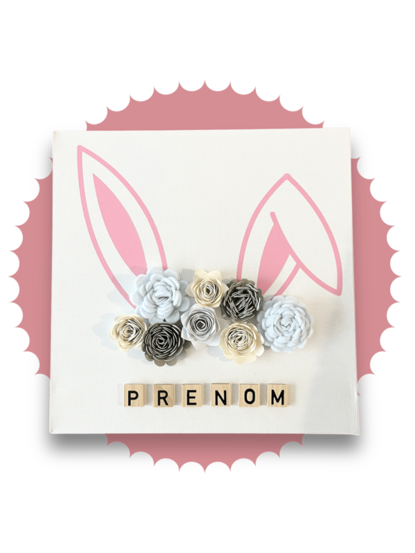 Cadre personnalisé lapin rose
