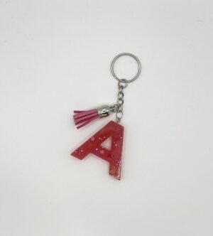 Porte clé lettre A rose avec paillettes