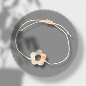 bracelet fleur blanc, rose et orange