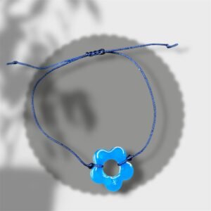 bracelet fleur bleu avec pépites bleues