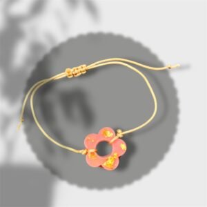 bracelet fleur rose et jaune