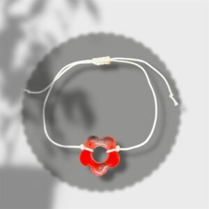 bracelet fleur rouge transparent