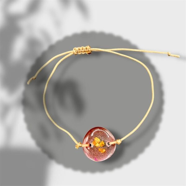bracelet rond marron avec pépites dorées