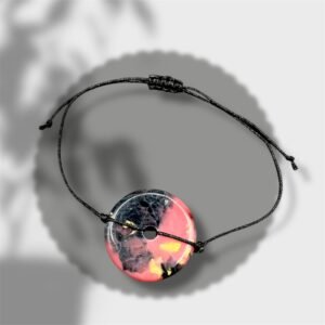 bracelet rond rose, noir et jaune