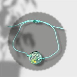 bracelet rond vert avec pépites argentées