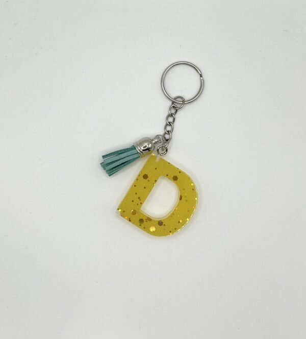 Porte clé lettre D jaune