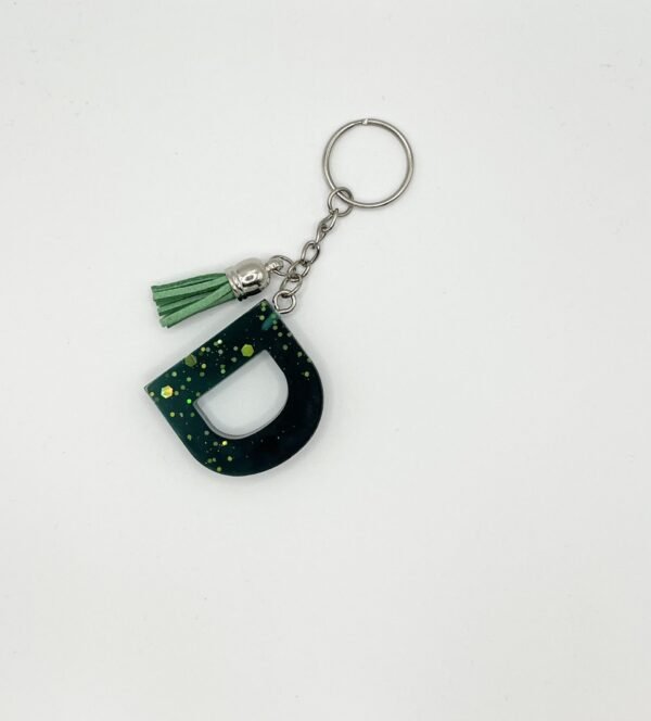 Porte clé lettre D vert