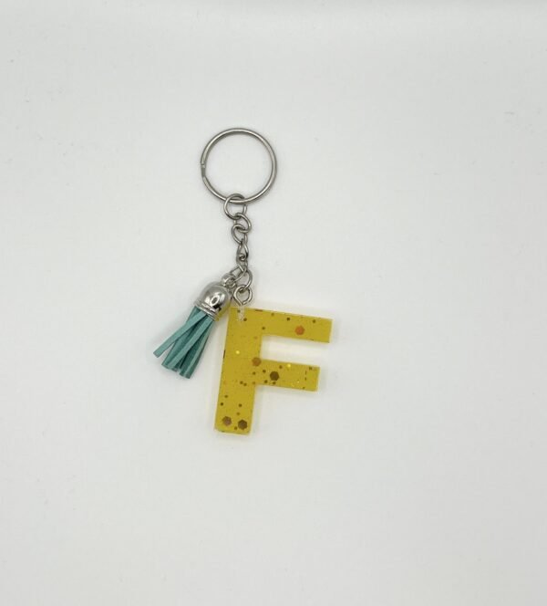 Porte clé lettre F jaune