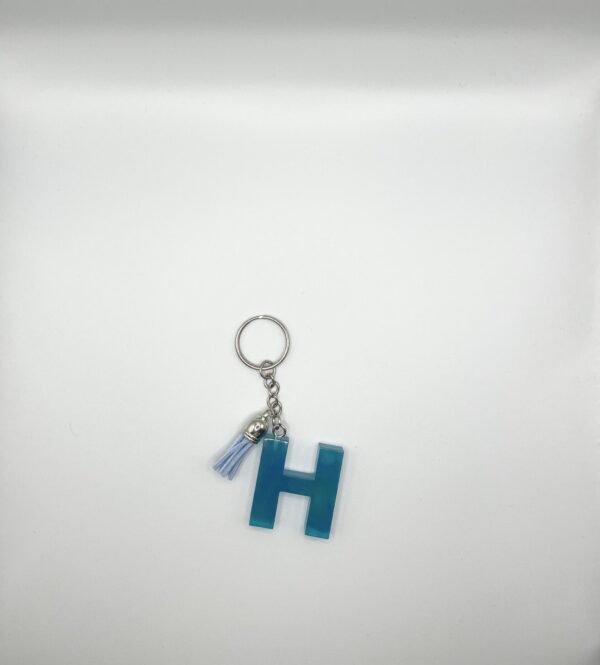 Porte clé lettre H bleu