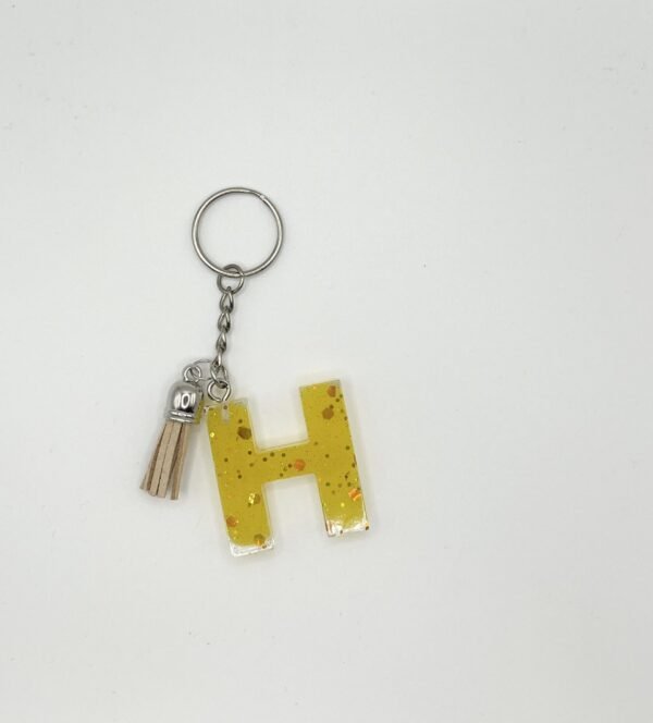 Porte clé lettre H jaune