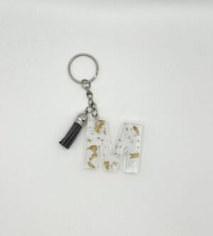 Porte clé lettre M transparent