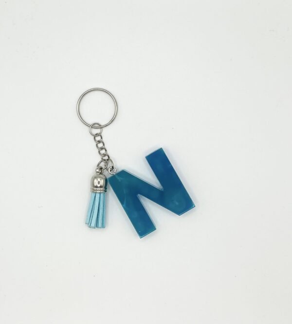 Porte clé lettre N bleu