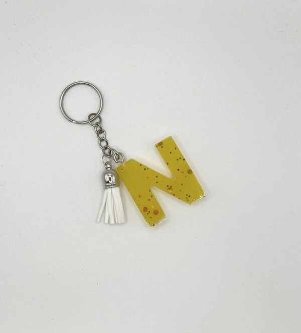 Porte clé lettre N jaune