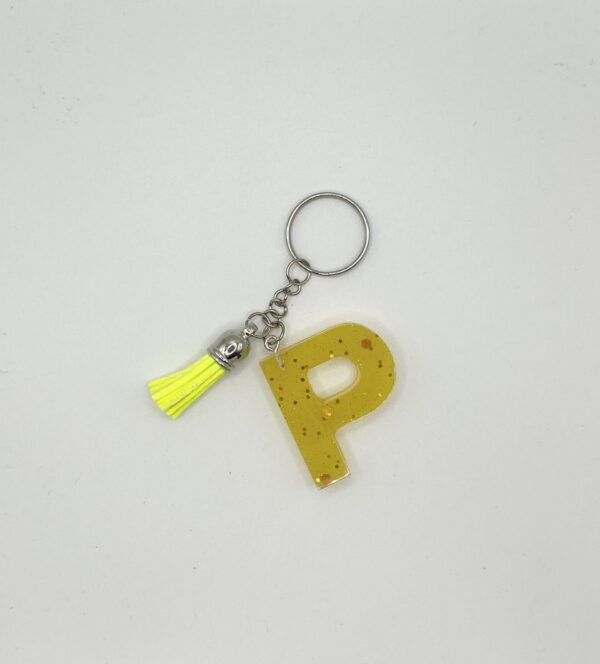 Porte clé lettre P jaune