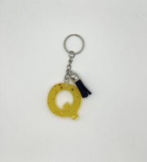 Porte clé lettre Q jaune
