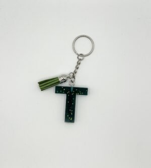Porte clé lettre T vert