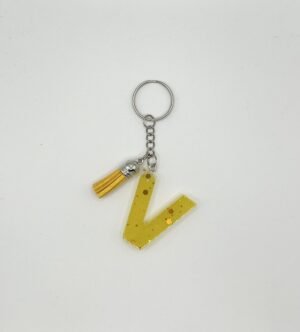 Porte clé lettre V jaune